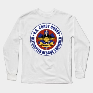 USCG Helicopter Rescue Swimmer patch Long Sleeve T-Shirt